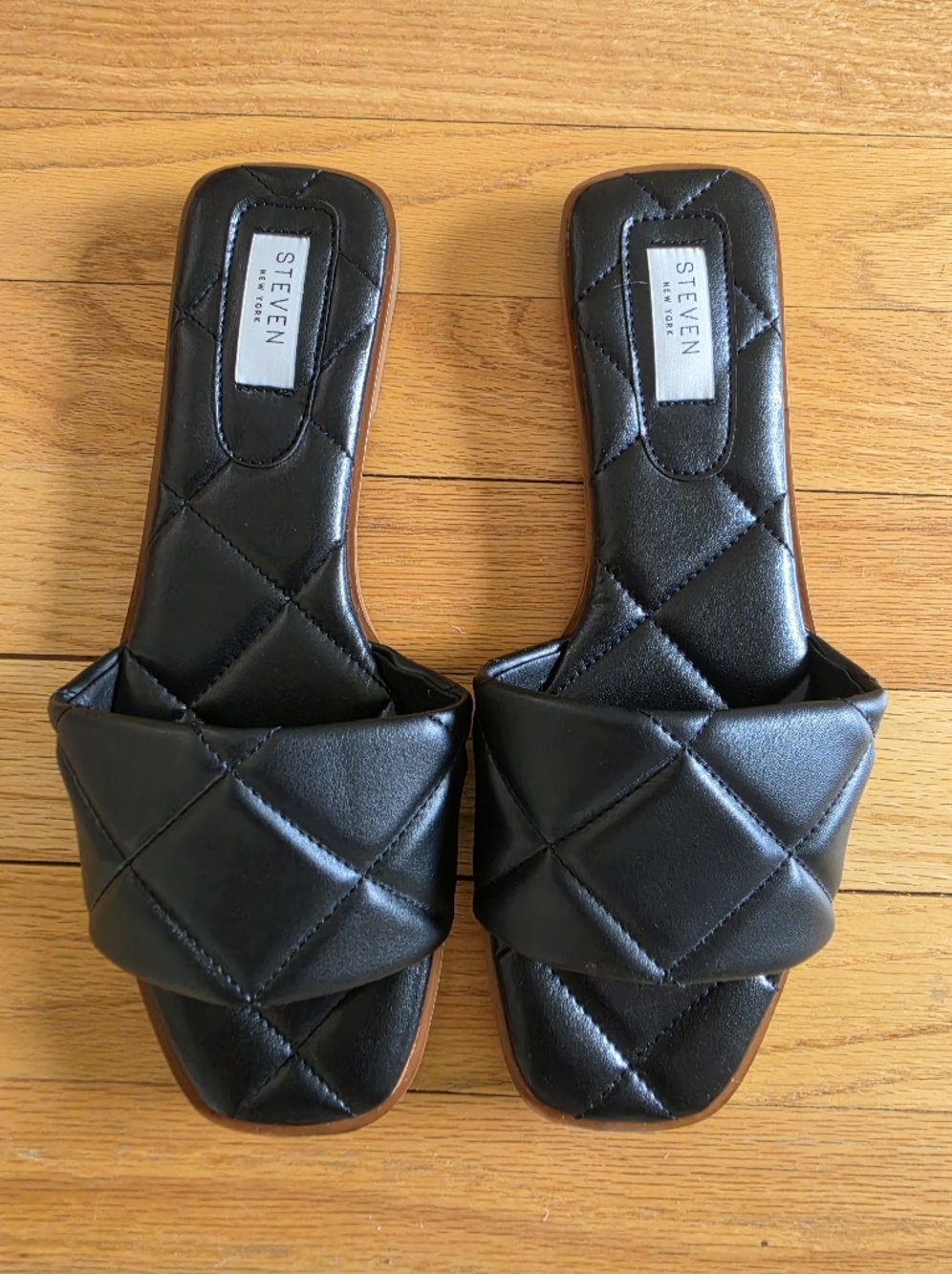 Steven Quilted Black Sandals